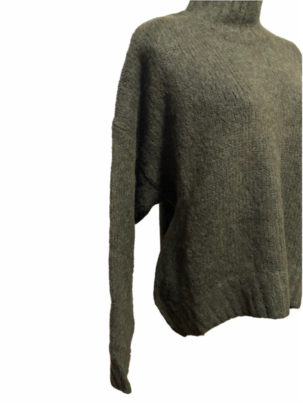 NWOT Madewell Chunky-Knit Alpaca-Blend Turtleneck size medium in dark olive - Picture 3 of 10